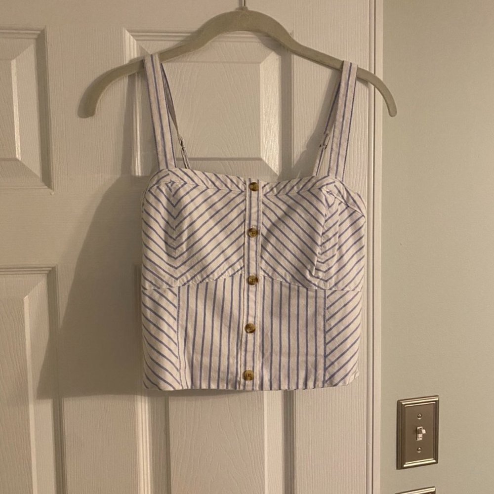 Abercrombie & Fitch Blue and White Bustier Tank Top